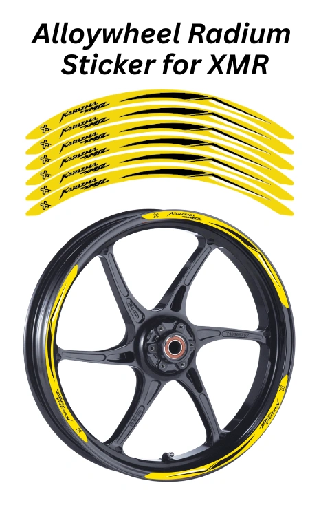 Alloy wheel Radium Sticker Compatible with XMR | Made in Premium Radium with FPF (Fade Protection Film), Waterproof, Precut Sticker, Pack Of 12